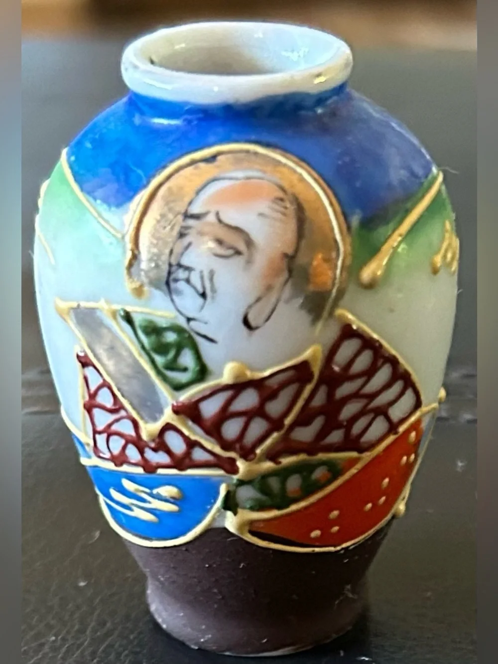 vintage 2-inch porcelain mini vase  Hand-Painted Multicolor